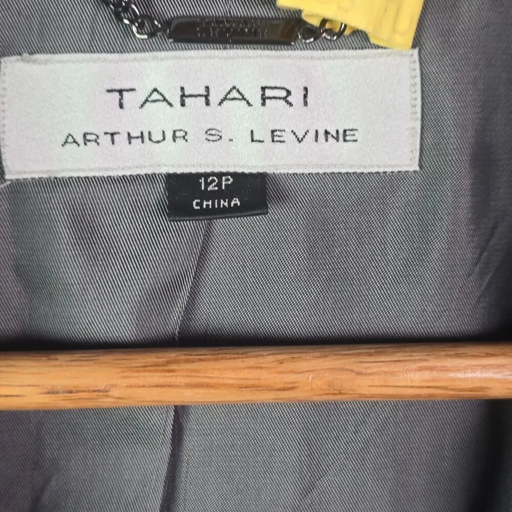 Tahari ASL Blazer Black Gray Pinstripe 12P Structured Career Petite